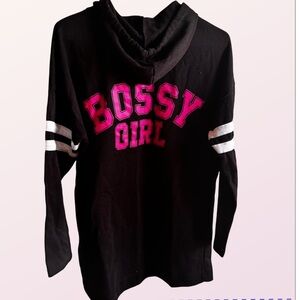 Bobbie Brooks Black Hoodie with White Drawstrings